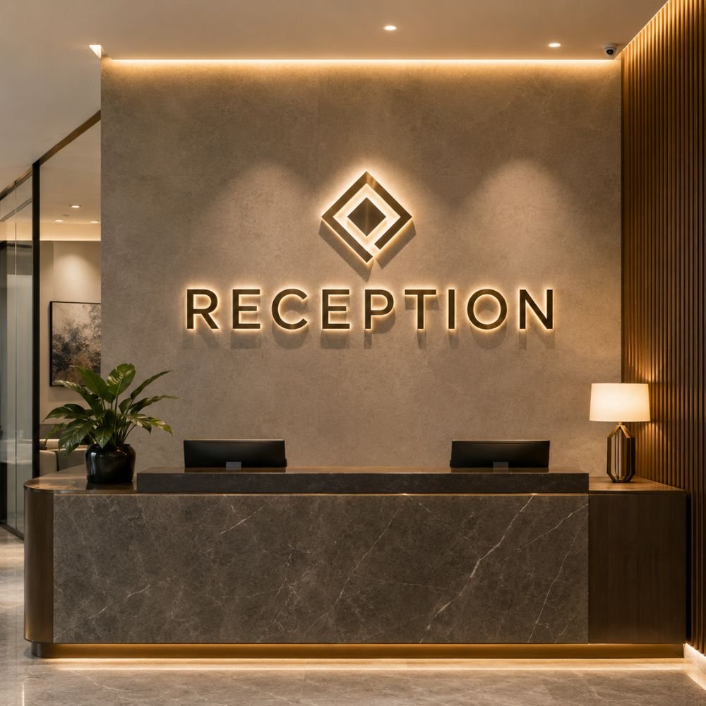 Reception Logo Signage Installation